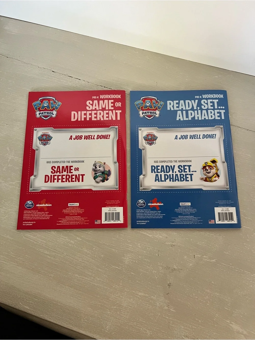 New PAW Patrol Pre-K Workbook Bundle Same or Different + Alphabet NEW